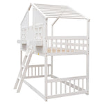 Imaginative Twin Over Twin Wood House Bunk Bed with Roof, Window, Door, Ladder in Multiple Colors | Just Better Bunk Beds - View 78