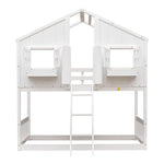 Imaginative Twin Over Twin Wood House Bunk Bed with Roof, Window, Door, Ladder in Multiple Colors | Just Better Bunk Beds - View 70