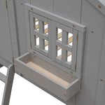 Imaginative Twin Over Twin Wood House Bunk Bed with Roof, Window, Door, Ladder in Multiple Colors | Just Better Bunk Beds - View 56