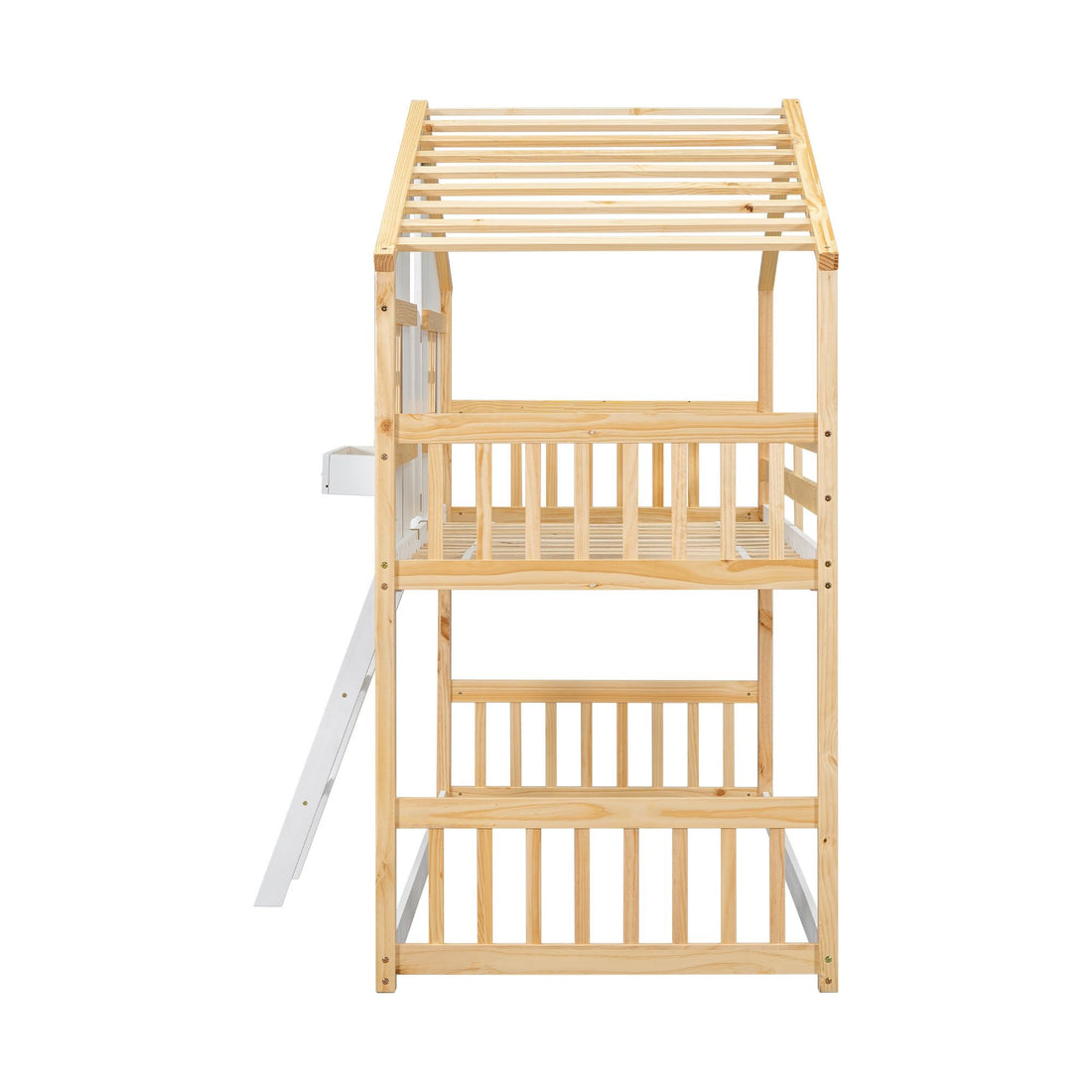 Imaginative Twin Over Twin Wood House Bunk Bed with Roof, Window, Door, Ladder in Multiple Colors | Just Better Bunk Beds - View 7