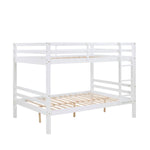 Kids Shared Room Full Over Full Wood Bunk Bed with High Guardrail Ladder White | Just Better Bunk Beds - View 9