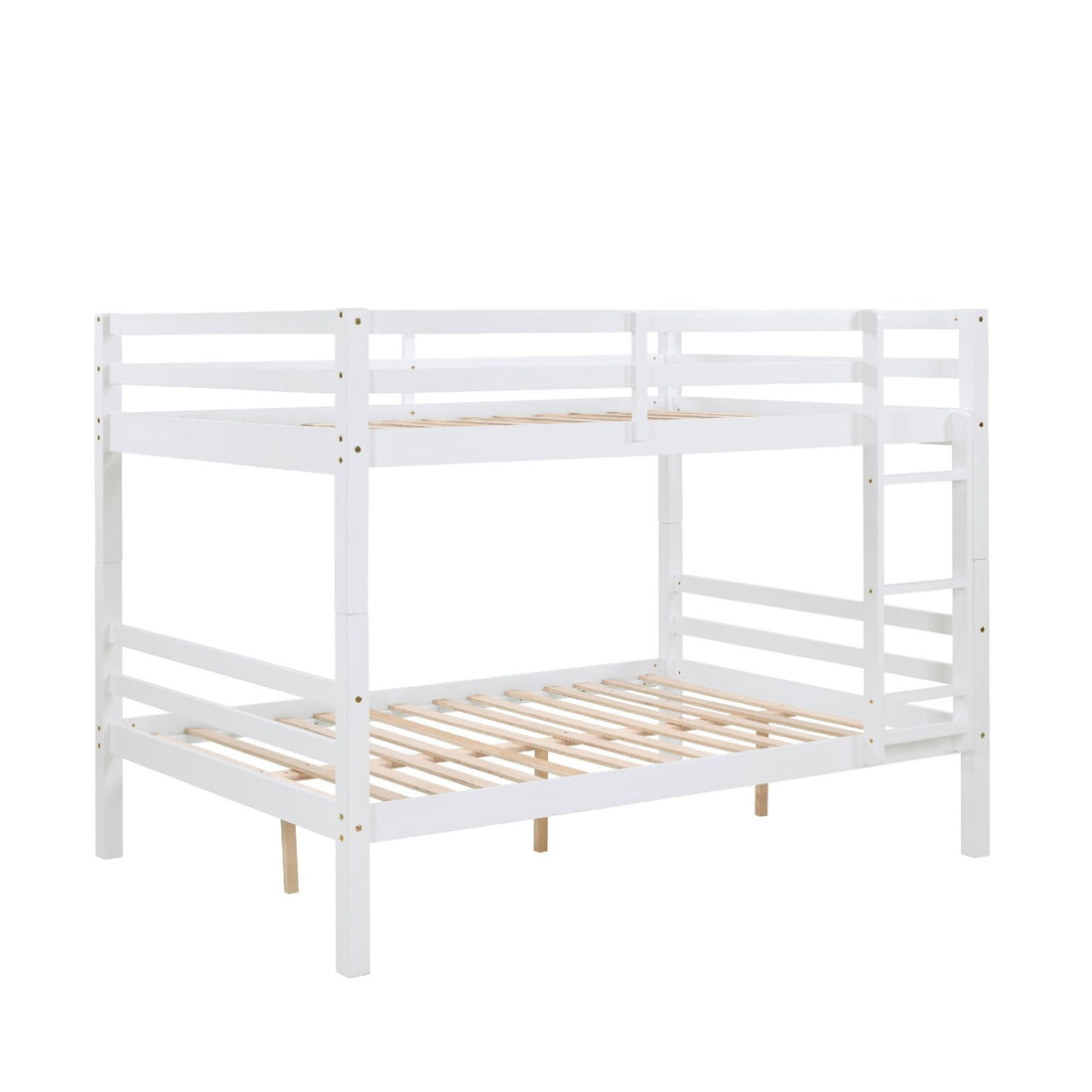 Kids Shared Room Full Over Full Wood Bunk Bed with High Guardrail Ladder White | Just Better Bunk Beds - View 9