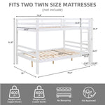 Kids Shared Room Full Over Full Wood Bunk Bed with High Guardrail Ladder White | Just Better Bunk Beds - View 6