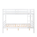Kids Shared Room Full Over Full Wood Bunk Bed with High Guardrail Ladder White | Just Better Bunk Beds - View 8