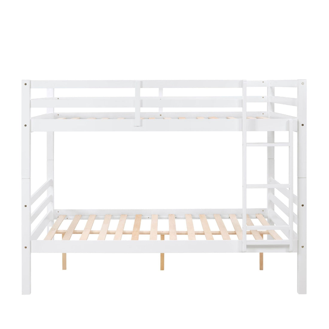 Kids Shared Room Full Over Full Wood Bunk Bed with High Guardrail Ladder White | Just Better Bunk Beds - View 8