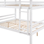 Kids Shared Room Full Over Full Wood Bunk Bed with High Guardrail Ladder White | Just Better Bunk Beds - View 12