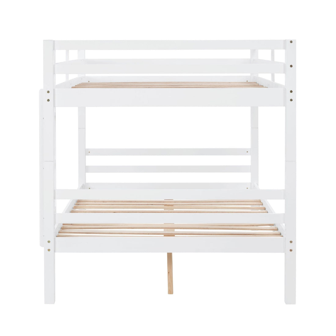 Kids Shared Room Full Over Full Wood Bunk Bed with High Guardrail Ladder White | Just Better Bunk Beds - View 11