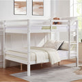 Kids Shared Room Full Over Full Wood Bunk Bed with High Guardrail Ladder White | Just Better Bunk Beds