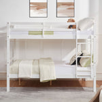 Kids Shared Room Full Over Full Wood Bunk Bed with High Guardrail Ladder White | Just Better Bunk Beds - Side View