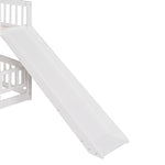 Kids Shared Room Full Over Full Wood Bunk Bed with Slide, Safety Fence, Ladder in White | Just Better Bunk Beds - View 16