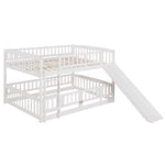 Kids Shared Room Full Over Full Wood Bunk Bed with Slide, Safety Fence, Ladder in White | Just Better Bunk Beds - View 5