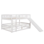 Kids Shared Room Full Over Full Wood Bunk Bed with Slide, Safety Fence, Ladder in White | Just Better Bunk Beds - View 9