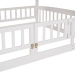 Kids Shared Room Full Over Full Wood Bunk Bed with Slide, Safety Fence, Ladder in White | Just Better Bunk Beds - View 15