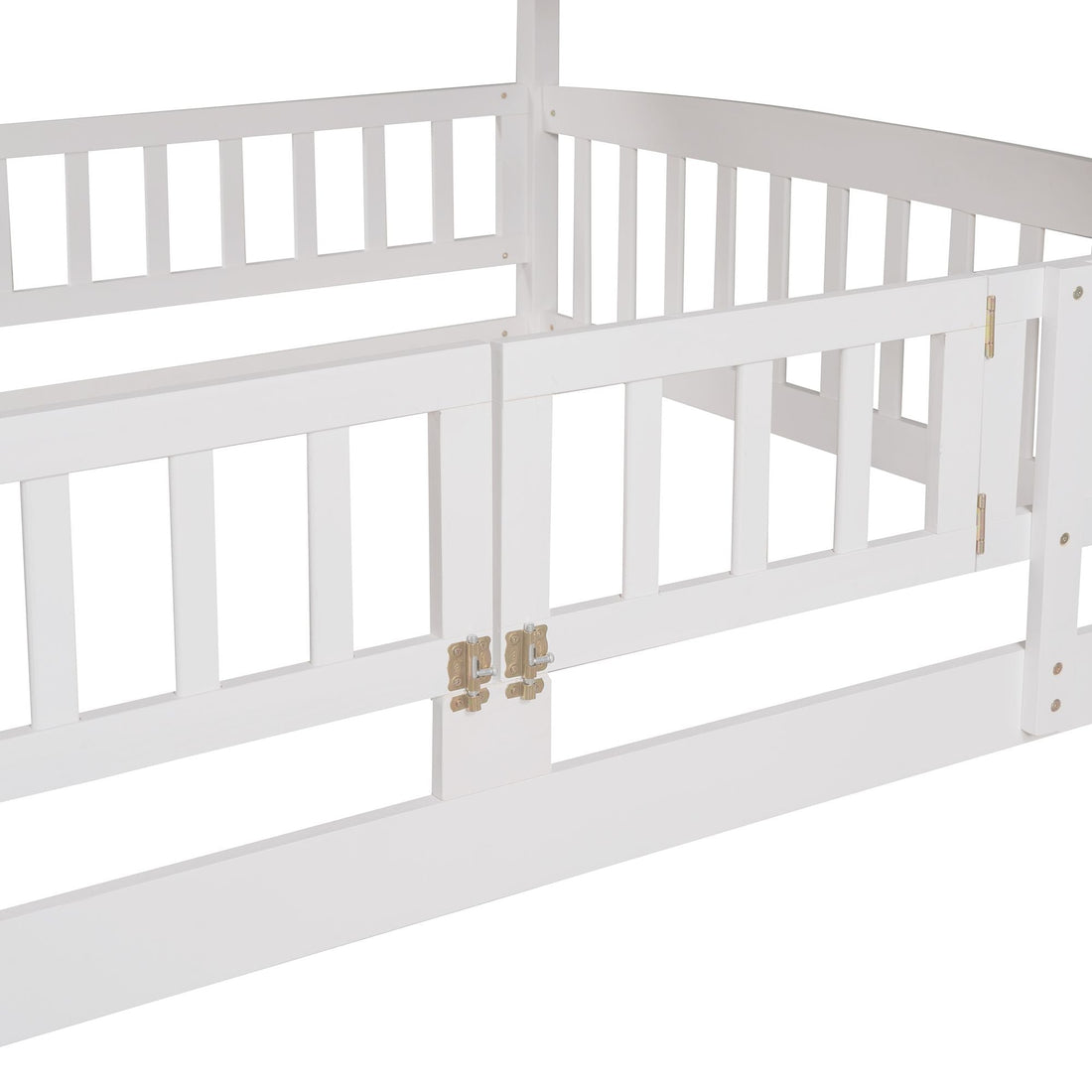 Kids Shared Room Full Over Full Wood Bunk Bed with Slide, Safety Fence, Ladder in White | Just Better Bunk Beds - View 15