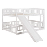 Kids Shared Room Full Over Full Wood Bunk Bed with Slide, Safety Fence, Ladder in White | Just Better Bunk Beds - View 13