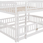 Kids Shared Room Full Over Full Wood Bunk Bed with Slide, Safety Fence, Ladder in White | Just Better Bunk Beds - View 14
