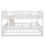 Kids Shared Room Full Over Full Wood Bunk Bed with Slide, Safety Fence, Ladder in White | Just Better Bunk Beds - View 6