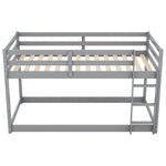 Kids Shared Room Low Profile Twin over Twin Wood Floor Bunk Bed with Ladder, Gray or White | Just Better Bunk Beds - View 11