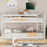 Kids Shared Room Low Profile Twin over Twin Wood Floor Bunk Bed with Ladder, Gray or White | Just Better Bunk Beds - View 12