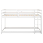 Kids Shared Room Low Profile Twin over Twin Wood Floor Bunk Bed with Ladder, Gray or White | Just Better Bunk Beds - View 19