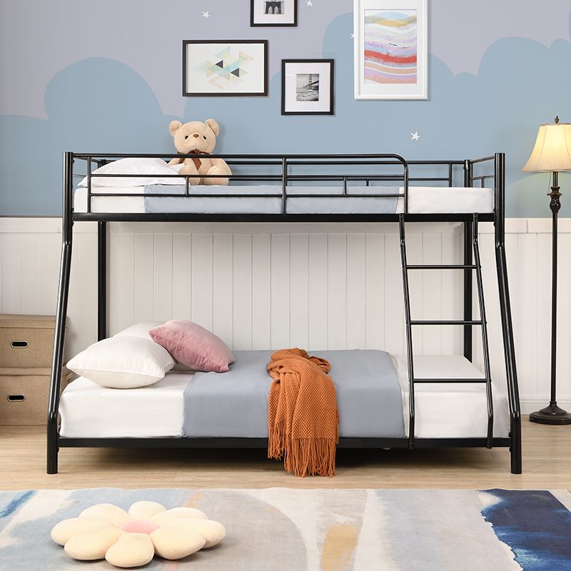 Kids Shared Room Twin Over Full Metal Bunk Bed with Ladder, Black | Just Better Bunk Beds - Side View
