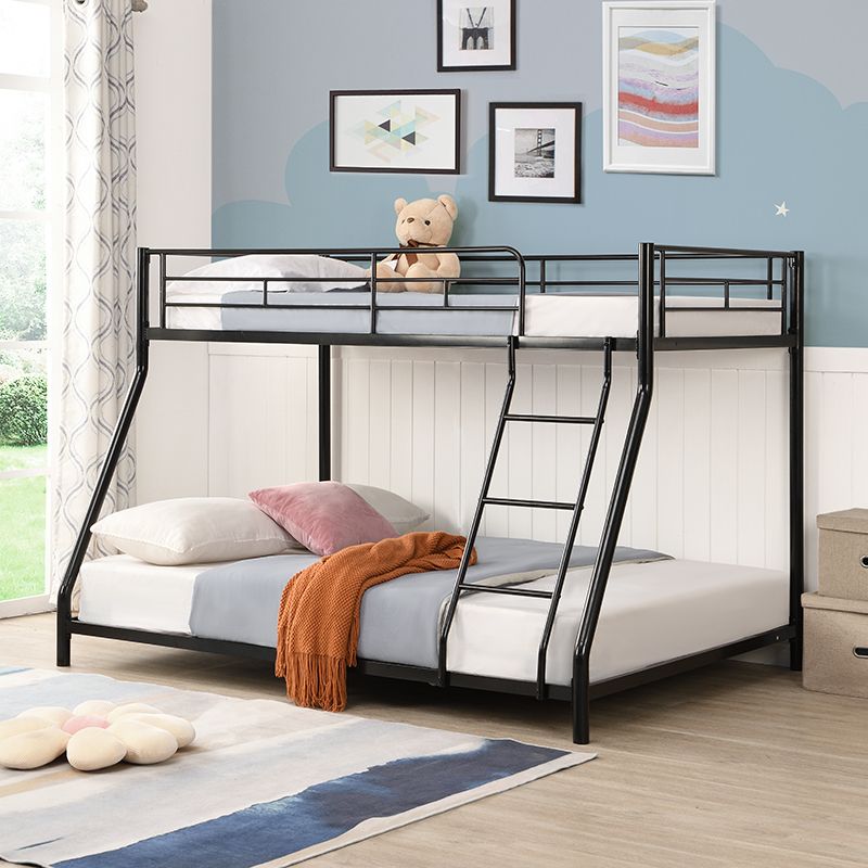 Kids Shared Room Twin Over Full Metal Bunk Bed with Ladder, Black | Just Better Bunk Beds - Front View