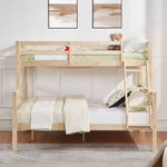 Kids Shared Room Twin Over Full Solid Wood Bunk Bed with High Guardrail Ladder Natural Finish | Just Better Bunk Beds - Side View