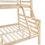 Kids Shared Room Twin Over Full Solid Wood Bunk Bed with High Guardrail Ladder Natural Finish | Just Better Bunk Beds - View 11