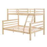 Kids Shared Room Twin Over Full Solid Wood Bunk Bed with High Guardrail Ladder Natural Finish | Just Better Bunk Beds - View 9