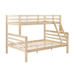 Kids Shared Room Twin Over Full Solid Wood Bunk Bed with High Guardrail Ladder Natural Finish | Just Better Bunk Beds - View 8