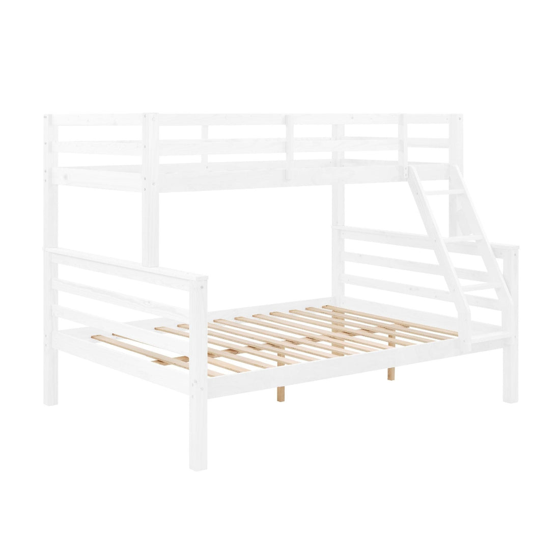 Kids Shared Room Twin Over Full Wood Bunk Bed with High Guardrail Ladder White | Just Better Bunk Beds - View 8