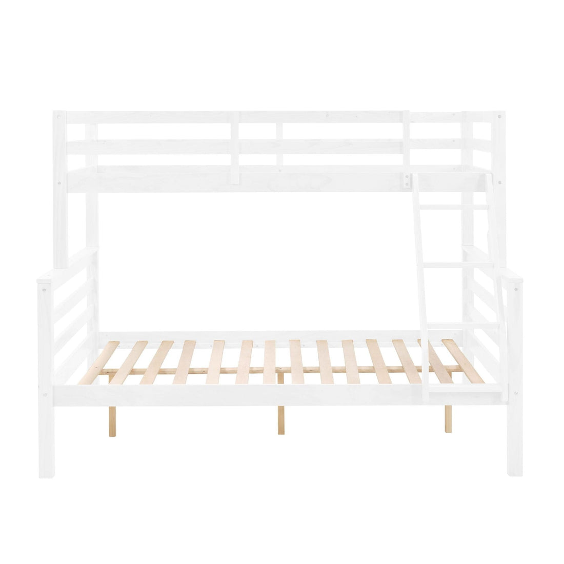 Kids Shared Room Twin Over Full Wood Bunk Bed with High Guardrail Ladder White | Just Better Bunk Beds - View 7