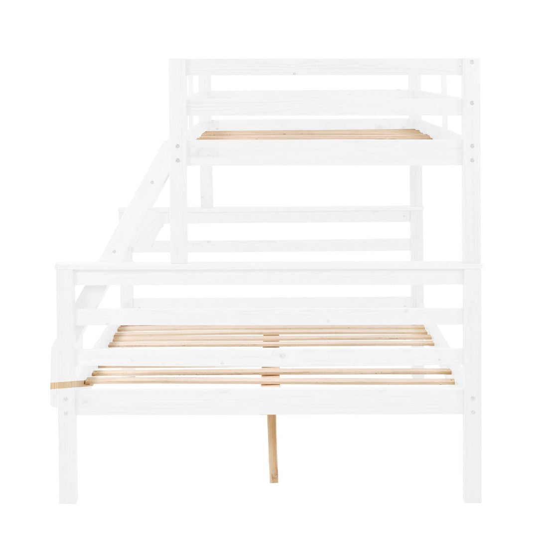 Kids Shared Room Twin Over Full Wood Bunk Bed with High Guardrail Ladder White | Just Better Bunk Beds - View 10