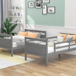 Kids Shared Room Twin Over Full Wood Bunk Bed with Ladder and Safety Guardrail, Gray | Just Better Bunk Beds - View 5