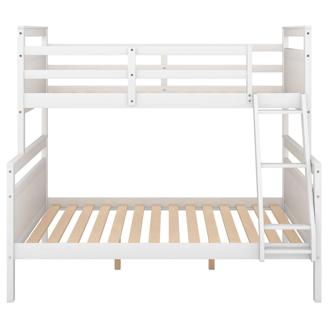 Kids Shared Room Twin Over Full Wood Bunk Bed with Ladder and Safety Guardrail, Gray | Just Better Bunk Beds - View 17