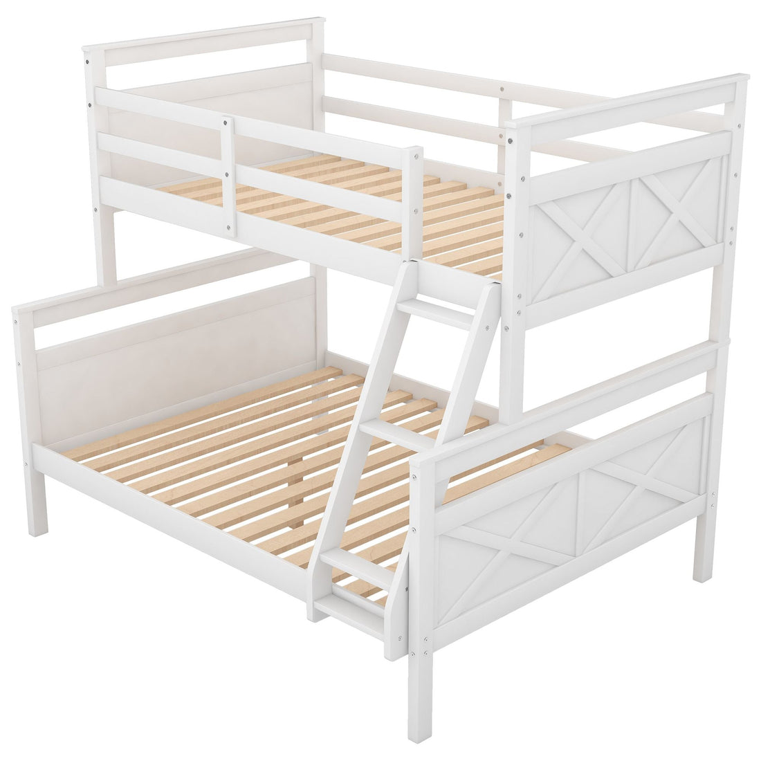 Kids Shared Room Twin Over Full Wood Bunk Bed with Ladder and Safety Guardrail, Gray | Just Better Bunk Beds - View 18