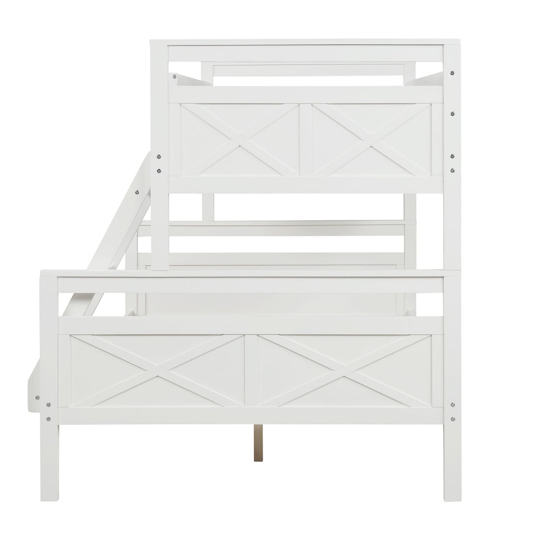 Kids Shared Room Twin Over Full Wood Bunk Bed with Ladder and Safety Guardrail, Gray | Just Better Bunk Beds - View 20