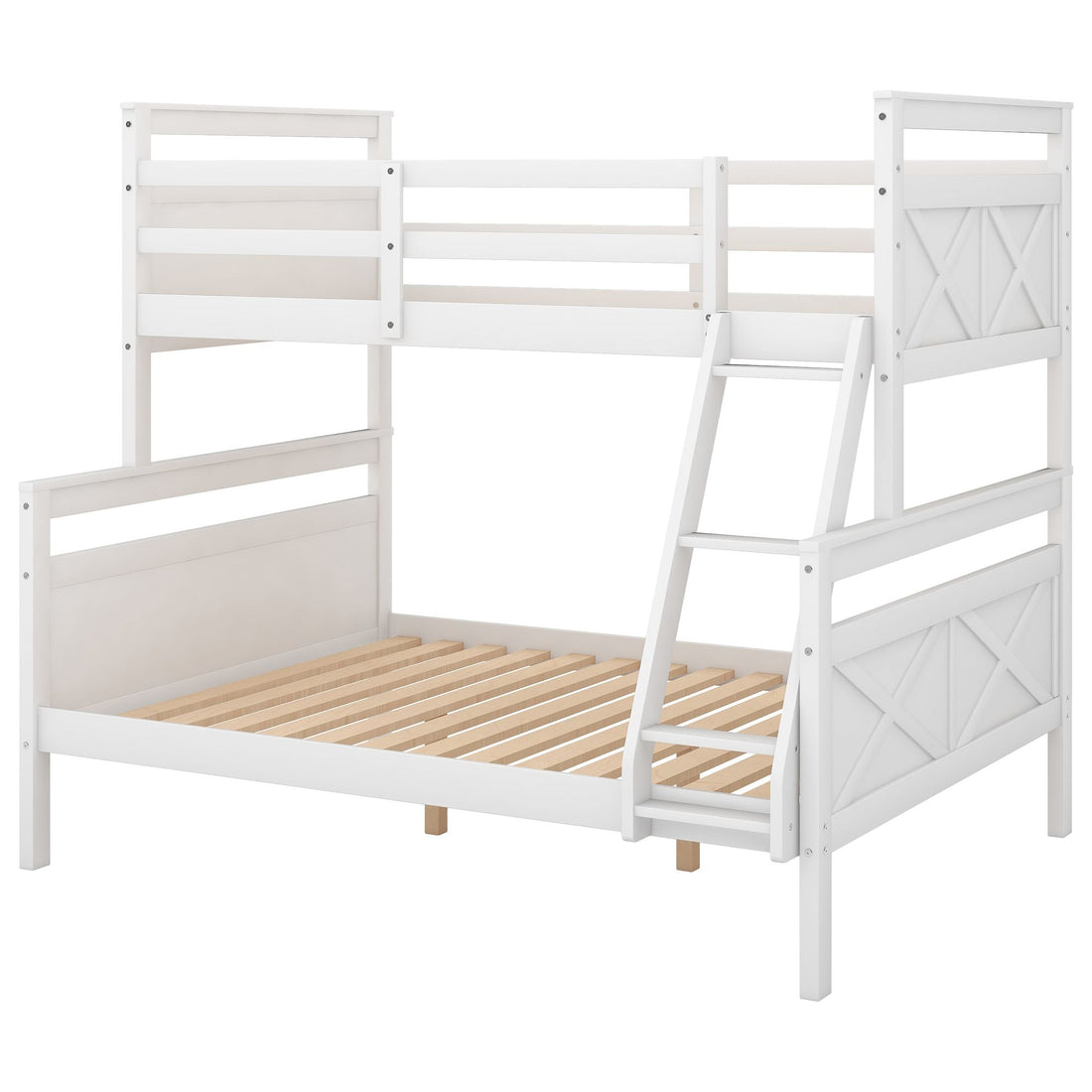Kids Shared Room Twin Over Full Wood Bunk Bed with Ladder and Safety Guardrail, Gray | Just Better Bunk Beds - View 19