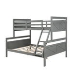 Kids Shared Room Twin Over Full Wood Bunk Bed with Ladder and Safety Guardrail, Gray | Just Better Bunk Beds - View 8