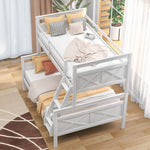 Kids Shared Room Twin Over Full Wood Bunk Bed with Ladder and Safety Guardrail, Gray | Just Better Bunk Beds - View 14