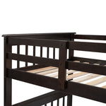 Kids Shared Room Twin Over Full Wood Bunk Bed with Stair Storage Drawers and Guardrails, Espresso | Just Better Bunk Beds - View 10