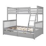 Kids Shared Room Twin Over Full Wood Bunk Bed with Storage Drawers and Ladders, Gray | Just Better Bunk Beds - View 8