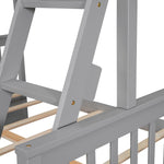 Kids Shared Room Twin Over Full Wood Bunk Bed with Storage Drawers and Ladders, Gray | Just Better Bunk Beds - View 18