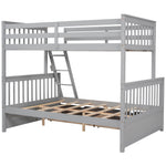 Kids Shared Room Twin Over Full Wood Bunk Bed with Storage Drawers and Ladders, Gray | Just Better Bunk Beds - View 13