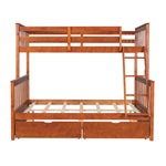 Kids Shared Room Twin Over Full Wood Bunk Bed with Storage Drawers and Ladders, Walnut | Just Better Bunk Beds - View 13