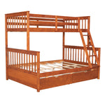 Kids Shared Room Twin Over Full Wood Bunk Bed with Storage Drawers and Ladders, Walnut | Just Better Bunk Beds - View 8