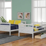 Kids Shared Room Twin Over Full Wood Bunk Bed with Storage Drawers Ladder and Guardrails White | Just Better Bunk Beds - View 5