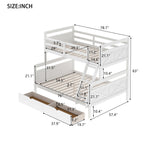 Kids Shared Room Twin Over Full Wood Bunk Bed with Storage Drawers Ladder and Guardrails White | Just Better Bunk Beds - View 6