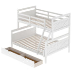 Kids Shared Room Twin Over Full Wood Bunk Bed with Storage Drawers Ladder and Guardrails White | Just Better Bunk Beds - View 10
