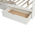 Kids Shared Room Twin Over Full Wood Bunk Bed with Storage Drawers, Slide, and Stairs in White | Just Better Bunk Beds - View 11